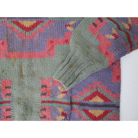 Vintage Ralph Lauren Polo Country Cotton Hand Knitted Aztec Southwest Sweater S - Picture 6 of 9